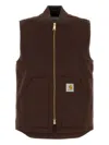 Carhartt Stylish Vest With Ribbed Collar And Front Pockets In Brown