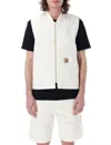Carhartt Vest With Patch Pockets And Ribbed Collar In Wax Rinsed
