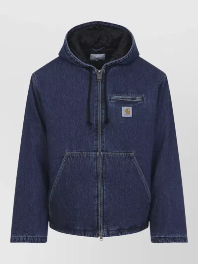 Carhartt Cleveland Hooded Jacket Chest And Side Pockets In Blue