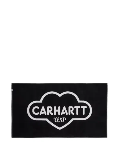 Carhartt Cloud Heart Logo-print Beach Towel In Black