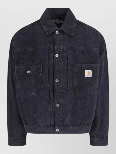 Carhartt Coat Chest Pockets Adjustable Back Strap In Blue