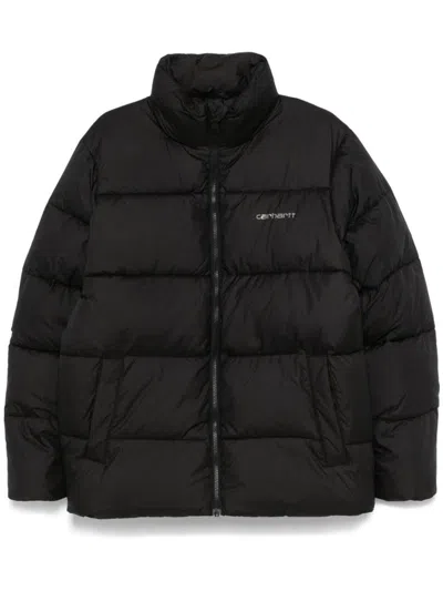 Carhartt Short Quilted Puffer Jacket With Logo In Black