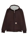 Carhartt Heavyweight Hooded Jacket With Adjustable Hood And Ribbed Cuffs In Brown