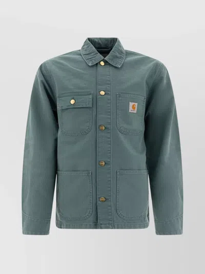 Carhartt Collared Front Pockets Long Sleeves Jackets In Green