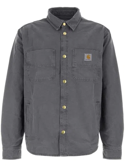 Carhartt Corduroy Collared Shirt Jacket With Chest Pockets In Grey