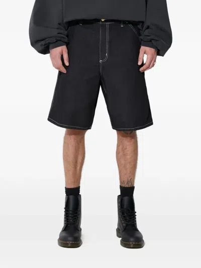 Carhartt Contrast-stitch Logo-patch Shorts In Black
