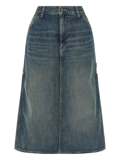 CARHARTT CONTRAST-STITCHING DENIM SKIRT