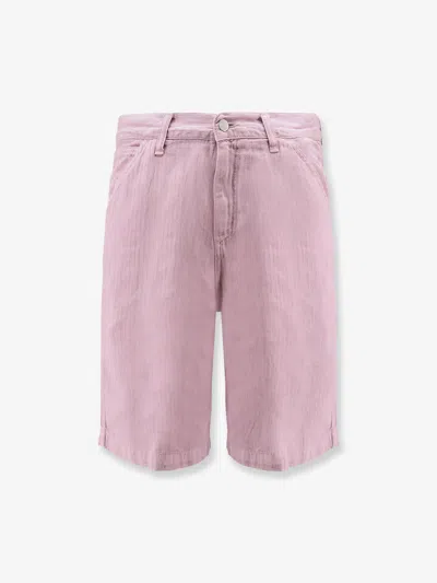 Carhartt Cooper Herringbone Cotton And Linen Shorts In Pink