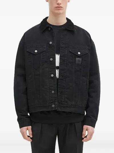 Carhartt Corduroy-collar Denim Jacket In Black