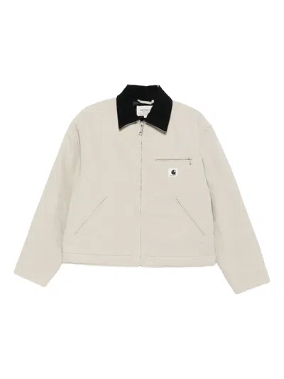 Carhartt Corduroy-collar Zip-front Jacket In Neutral