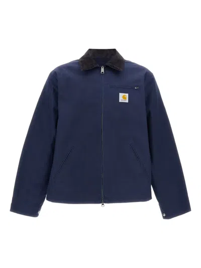 Carhartt Corduroy-collar Zip Jacket In Blue