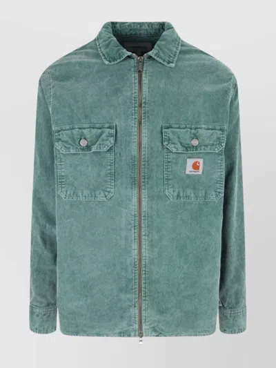 Carhartt Corduroy Collared Jacket Chest Pockets In Green