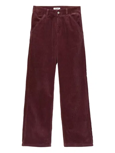 Carhartt Corduroy-texture Logo-patch Trouseres In Red