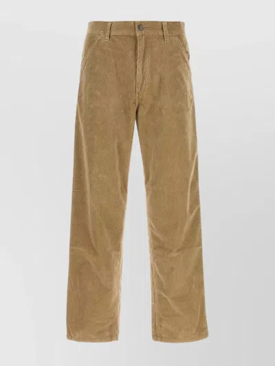 Carhartt Corduroy Trousers With Belt Loops And Pockets In Nude