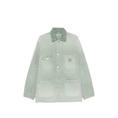 Carhartt Corduroy-collar Logo-patch Jacket In Green