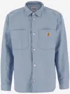 Carhartt Harvey Shirt With Long Sleeves And Pointed Collar In Clear Blue