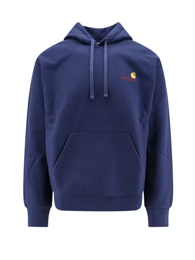 Carhartt Cotton Blend Sweatshirt With Embroidered Frontal Logo In Blue