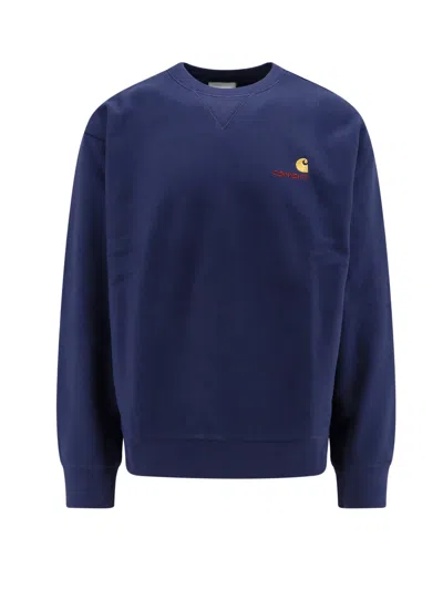 Carhartt Cotton Blend Sweatshirt With Embroidered Logo In Blue