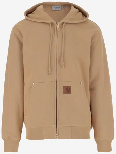 Carhartt Cotton Blend Sweatshirt With Logo In Beige