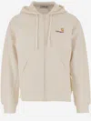 Carhartt Hooded Script Cotton Sweatshirt Pockets In Neutral