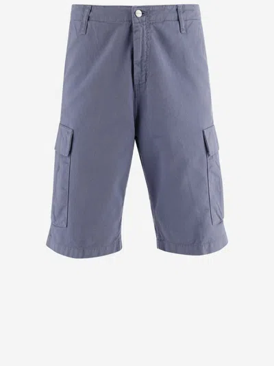 Carhartt Cotton Cargo Short Pants With Logo In Blue