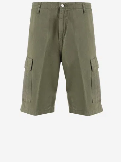Carhartt Cotton Cargo Short Pants With Logo In Green