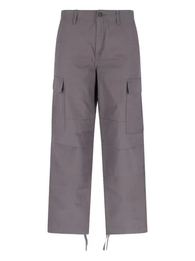 Carhartt Cotton Cargo Trousers In Gray