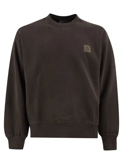 Carhartt Cotton Crew Neck Sweatshirt In Black