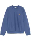 Carhartt Logo-embroidered Cotton-blend Jersey Sweatshirt In Blue