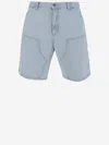Carhartt Light Blue Double Knee Shorts In Light Denim