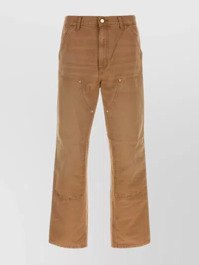 Carhartt Cotton Double Knee Straight Leg Trousers In Brown