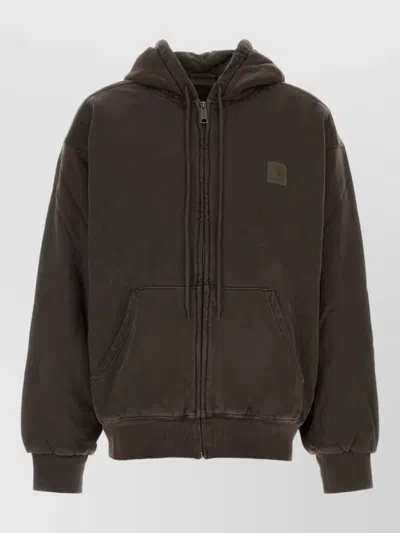 Carhartt Vista Balloon Fit Hooded Quilted Cotton Jacket In Brown
