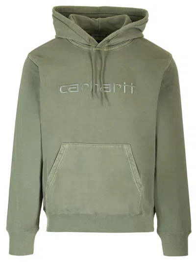 Carhartt Cotton Hooded Sweatshirt In Military