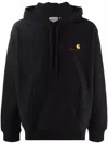 Carhartt Cotton Hoodie In Black With Embroidered Front Logo