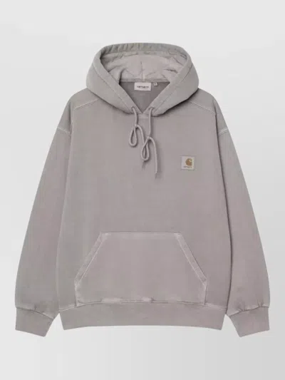Carhartt Cotton Hoodie Logo Front Kangaroo Pocket In Gray