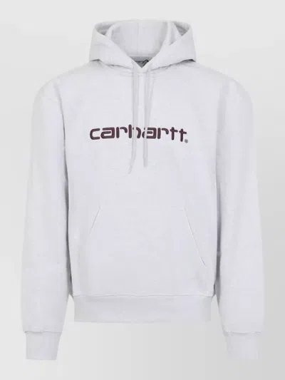 Carhartt Cotton Hoodie Relaxed Fit Hood Kangaroo Pocket In White