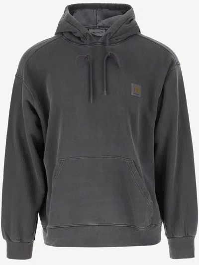 Carhartt Cotton Hoodie With Logo In Grey