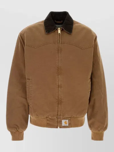 Carhartt Wip Santa Fe Cotton Jacket With Quilted Lining In Brown