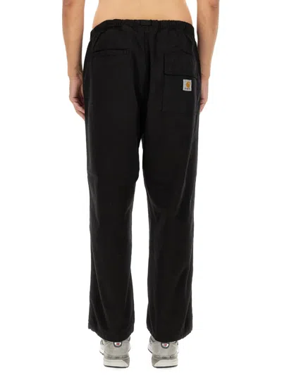 Carhartt Cotton Pants In Black Garment Dyed