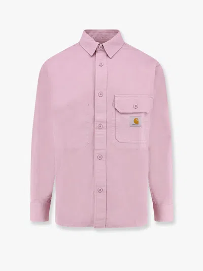 Carhartt Cotton Shirt With Logo Patch In Pink