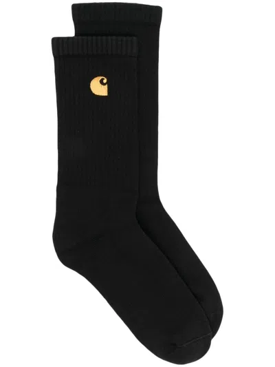 Carhartt Cotton Socks With Embroidered Logo In Black
