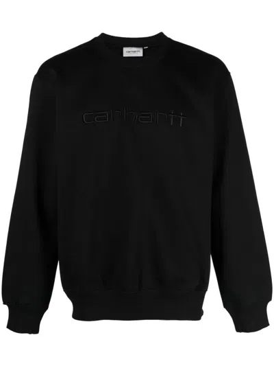 Carhartt Cotton Sweatshirt With Embroidered Logo In Black