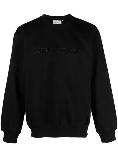 Carhartt Cotton Sweatshirt With Embroidered Logo  Wip In Black