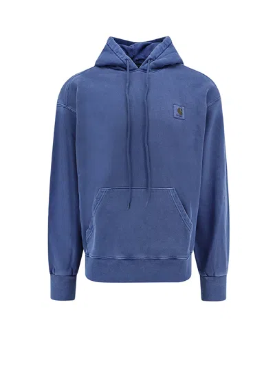 Carhartt Cotton Sweatshirt With Frontal Logo Patch In Blue