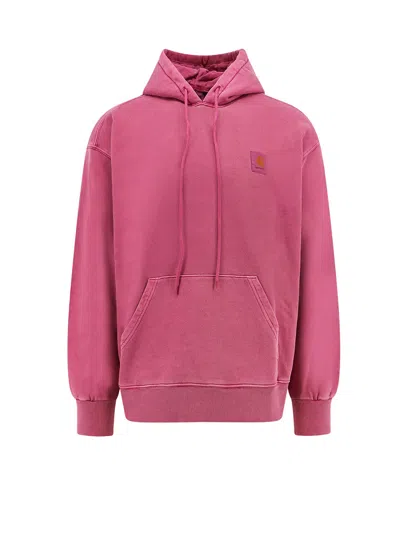 Carhartt Cotton Sweatshirt With Frontal Logo Patch In Pink