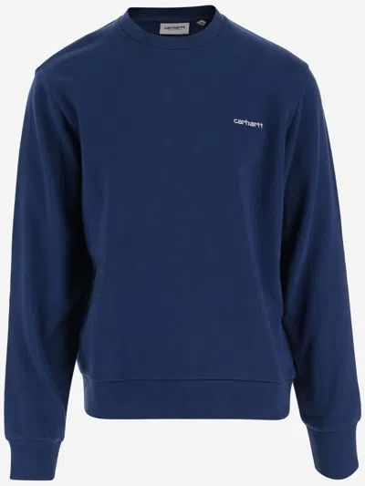 Carhartt Cotton Sweatshirt With Logo In Blue