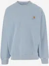 Carhartt Cotton Sweatshirt With Washed Out Effect In Clear Blue