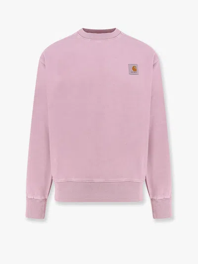 Carhartt Cotton Sweatshirt With Washed Out Effect In Pink