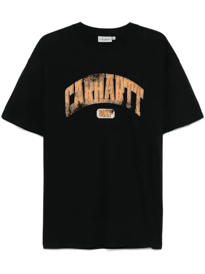 CARHARTT COTTON T-SHIRT IN BLACK WITH LOGO