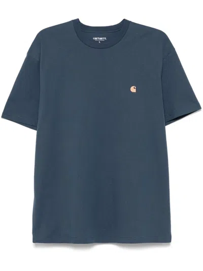 Carhartt Cotton T-shirt In Blue With Embroidered Front Logo